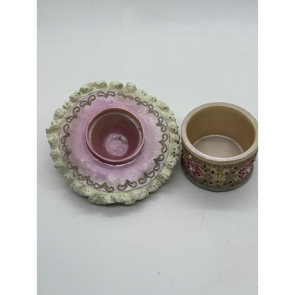 1999 Victorian Floral Hat Trinket Jewelry Box‎ Nostalgic Vintage Rare Hinged NEW